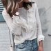 Women Ladies Casual Lace Polka Dot O Neck shirt Long Sleeve Tops Blouse Womens Clothing Top #LSJ