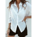 Women Long Sleeve Ruffles White shirt blouse ladies Casual Plain OL Blouse work Shirt chemise Top blusas femininas elegante