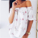 Women Off Shoulder Floral Blouse Shirt New Sexy Tops Lady Loose Flower Print Shirt Summer Fashion 3/4 Sleeve Slash Neck Clothes