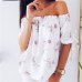 Women Off Shoulder Floral Blouse Shirt New Sexy Tops Lady Loose Flower Print Shirt Summer Fashion 3/4 Sleeve Slash Neck Clothes