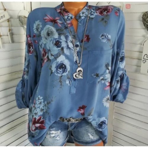 Women Shirts Spring Casual V-Neck White Chiffon Blouse Women Top Camisa Feminina Long Sleeve Ladies Print Blouse Femme Shirt