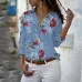 Women Tops Blouses 2018 Autumn Elegant Long Sleeve Print V-Neck Chiffon Blouse Female Work Wear Shirts Plus Size 5XL Lapel Blusa