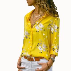 Women Tops Blouses 2018 Autumn Elegant Long Sleeve Print V-Neck Chiffon Blouse Female Work Wear Shirts Plus Size 5XL Lapel Blusa