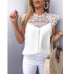 Women Tops and Blouses Shirts Solid Lace Chiffon Sleeveless Hollow Blouse Tops Shirt Woman Blouses Blusas Mujer De Moda 2019