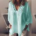 Women blouse Hollow Out  Lace Patchwork tops women plus size 5xl Geometry v-neck summer Shirt vrouw Blouse large sizeTops#G8