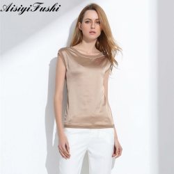 Women's Blouse 2019 Summer Shirts Casual OL Silk Women Blouse Shirt Sexy White Red Tops Loose Sleeveless Work Wear 6 Color Blusa