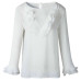 Women's Blouse Ladies Ruffle Frill Shirt  Long Sleeve Perspectived Casual High Street  Top Shirt Blouse S-XL