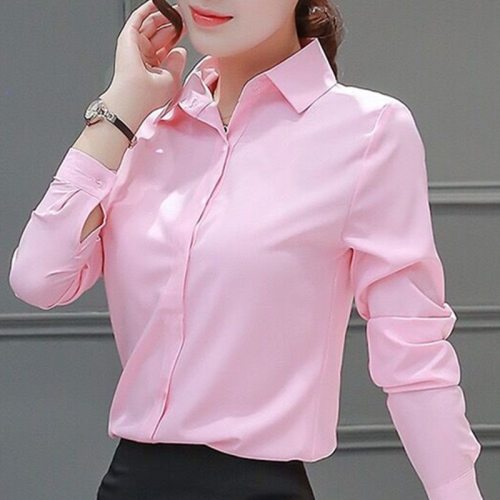 Womens Blouses Cotton Tops and Blouses Casual Long Sleeve Ladies Shirts Pink/White Blusas Plus Size XXXL/5XL Blusa Feminina Tops