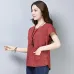 Women's Summer Blouses 2018 New Vintage Linen Cotton Ladies Tops Casual Loose Short Sleeve Shirt Female Plus Size Women Clothing