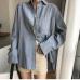 ZHISILAO Chic Solid Shirts Long Sleeve Cotton Linen Blouse Plus Size Shirts Oversize White Blouse Maxi Boyfriends Chemisier