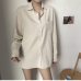 ZHISILAO Chic Solid Shirts Long Sleeve Cotton Linen Blouse Plus Size Shirts Oversize White Blouse Maxi Boyfriends Chemisier