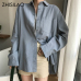 ZHISILAO Chic Solid Shirts Long Sleeve Cotton Linen Blouse Plus Size Shirts Oversize White Blouse Maxi Boyfriends Chemisier