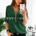 Zipper Short Sleeve Women Shirts 2019 Sexy V Neck Solid Womens Tops And Blouses Casual Tee Shirts Tops Female Clothes Plus Size