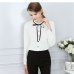 ih New Spring Autumn Tops Office Ladies Blouse Fashion Long Sleeve Bow Slim White Shirt Female Cute Bodycon Work Blouses Blusas