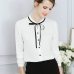 ih New Spring Autumn Tops Office Ladies Blouse Fashion Long Sleeve Bow Slim White Shirt Female Cute Bodycon Work Blouses Blusas