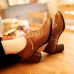 Fashion Round Toe Chunky Mid Heel Lace Up Ankle Brown PU Cavalier Boots Fashion Round Toe Chunky Mid Heel Lace Up Ankle Brown PU Cavalier Boots