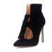 Stylish Pointed Closed Toe Tassel Design Stiletto Super High Heel Black PU Boots