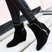 Trendy Pointed Closed Toe Zipper Design High Heel Black Suede Ankle Boots