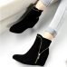 Trendy Pointed Closed Toe Zipper Design High Heel Black Suede Ankle Boots