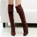 Winter Fashion Round Toe Slip on Stiletto High Heel Brown Suede Over the Knee Cavalier Boots Winter Fashion Round Toe Slip on Stiletto High Heel Brown Suede Over the Knee Cavalier Boots