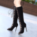 Fashion Round Peep Toe Hollow-out Lace-up Stiletto Super High Heel Black PU Basic Pumps Fashion Round Peep Toe Hollow-out Lace-up Stiletto Super High Heel Black PU Basic Pumps