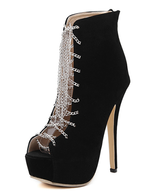 Fashion Round Peep Toe Lace-up Stiletto Super High Heel Black PU Basic Pumps Fashion Round Peep Toe Lace-up Stiletto Super High Heel Black PU Basic Pumps