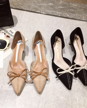 2019 New fashion versatile pointy shoes women's bow shoes #95019