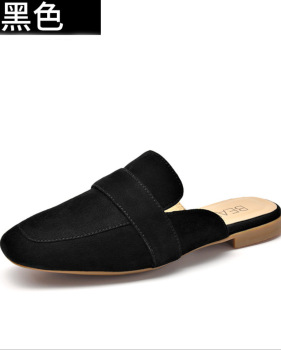 New style women's shoes leather moeller shoes women's half drag flat sandals women's baotou square head slippers #95034