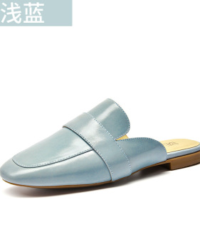 New style women's shoes leather moeller shoes women's half drag flat sandals women's baotou square head slippers #95035