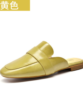 New style women's shoes leather moeller shoes women's half drag flat sandals women's baotou square head slippers #95036