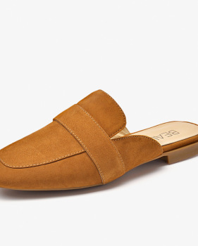 New style women's shoes leather moeller shoes women's half drag flat sandals women's baotou square head slippers #95038