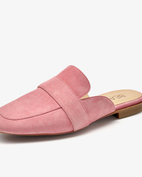 New style women's shoes leather moeller shoes women's half drag flat sandals women's baotou square head slippers #95039