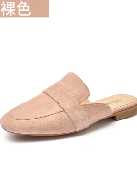 New style women's shoes leather moeller shoes women's half drag flat sandals women's baotou square head slippers #95040