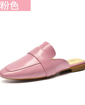 New style women's shoes leather moeller shoes women's half drag flat sandals women's baotou square head slippers #95041