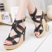 PU Wedge Super High Fashion Ankle Strap Sandals PU Wedge Super High Fashion Ankle Strap Sandals