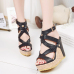 PU Wedge Super High Fashion Ankle Strap Sandals PU Wedge Super High Fashion Ankle Strap Sandals