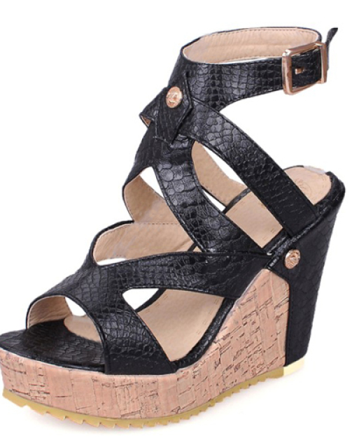 PU Wedge Super High Fashion Ankle Strap Sandals PU Wedge Super High Fashion Ankle Strap Sandals