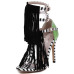 Trendy Peep Toe Patchwork Striped Tassels Decorated Stiletto Super High Heel Black PU Ankle Wrap Sandals Trendy Peep Toe Patchwork Striped Tassels Decorated Stiletto Super High Heel Black PU Ankle Wrap Sandals