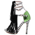 Trendy Peep Toe Patchwork Striped Tassels Decorated Stiletto Super High Heel Black PU Ankle Wrap Sandals Trendy Peep Toe Patchwork Striped Tassels Decorated Stiletto Super High Heel Black PU Ankle Wrap Sandals