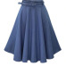 2017 Autumn Winter Fashion Women Skirt Vintage Retro High Waist Pleated Midi Skirt Denim Flared Belt Skirt Saia Femininas SK098