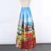 2017 New Satin Women 100cm High Waist Flared Maxi Skirts Peach Blossom Printed Pleated Floor Length Long Skirts Saias SP041