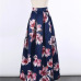 2017 New Satin Women 100cm High Waist Flared Maxi Skirts Peach Blossom Printed Pleated Floor Length Long Skirts Saias SP041