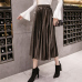 2018 Autumn Winter Velvet Skirt High Waisted Skinny Large Swing Long Pleated Skirts Metallic 18 Colors Plus Size Saia