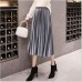 2018 Autumn Winter Velvet Skirt High Waisted Skinny Large Swing Long Pleated Skirts Metallic 18 Colors Plus Size Saia