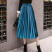 2018 Autumn Winter Velvet Skirt High Waisted Skinny Large Swing Long Pleated Skirts Metallic 18 Colors Plus Size Saia