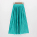 2018 Casual Pleated Maxi Skirt Long Women Skirt Mid-calf Beach Metallic Vintage High Waist Mid Skirts Midiskirt Lavender