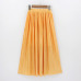 2018 Casual Pleated Maxi Skirt Long Women Skirt Mid-calf Beach Metallic Vintage High Waist Mid Skirts Midiskirt Lavender