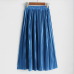 2018 Casual Pleated Maxi Skirt Long Women Skirt Mid-calf Beach Metallic Vintage High Waist Mid Skirts Midiskirt Lavender