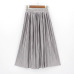 2018 Casual Pleated Maxi Skirt Long Women Skirt Mid-calf Beach Metallic Vintage High Waist Mid Skirts Midiskirt Lavender