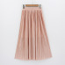 2018 Casual Pleated Maxi Skirt Long Women Skirt Mid-calf Beach Metallic Vintage High Waist Mid Skirts Midiskirt Lavender